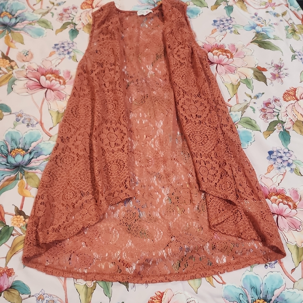 BEAUTEES - Girls Floral Lace Shawl, Cover, Vest